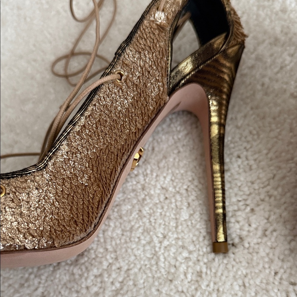 🔥🔥🔥Monika Chiang Bronze Lace-Up Heels - Picture 6 of 12
